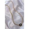 Gold-Colored Zircon Stone Star Model Black Enamel Crushed Chain Serenay Necklace - TJ-BKO8840