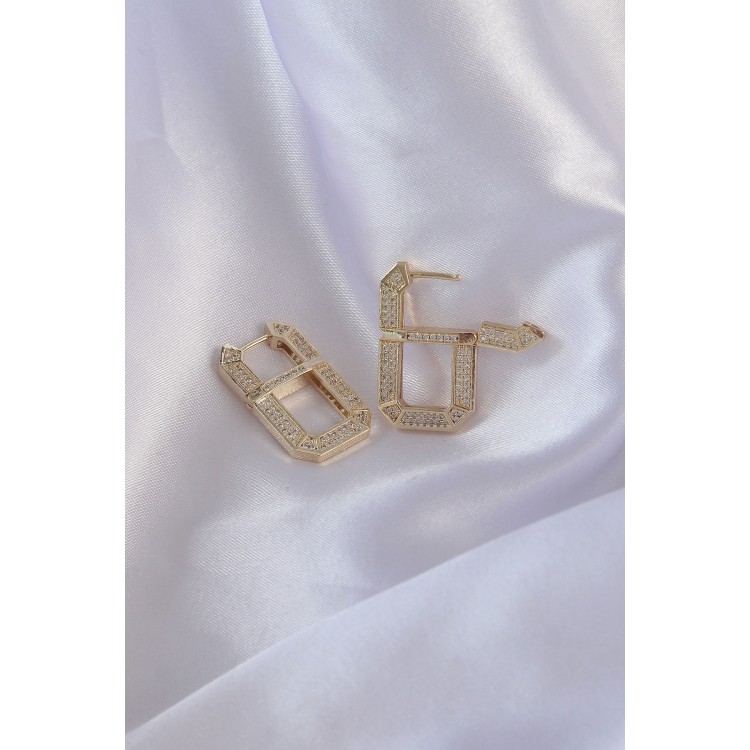 Serenay Earrings with Gold-Colored Zircon Stones from the VIP Series - TJ-BKP9071