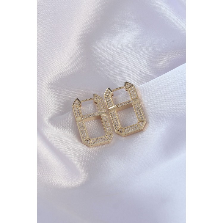 Serenay Earrings with Gold-Colored Zircon Stones from the VIP Series - TJ-BKP9071 Serenay Earrings with Gold-Colored Zircon Stones from the VIP Series - TJ-BKP9071