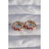 Gold-Tone Red Ethnic Pattern Hoop Earrings - TJ-BKP9074