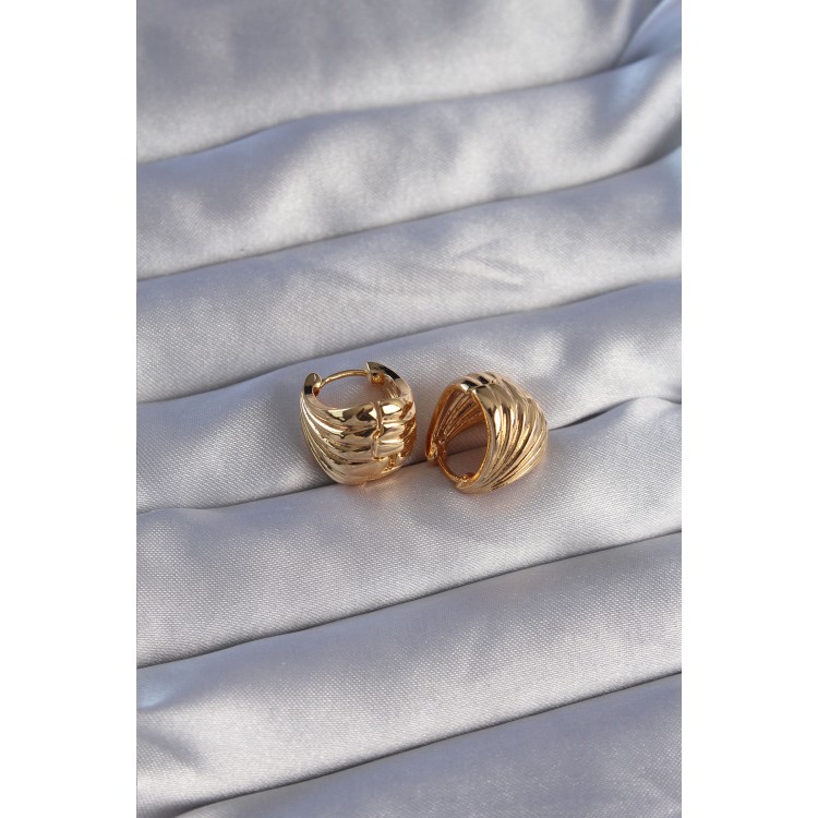 Gold-Tone Rice-Shaped Minimalist Curved Design Earrings - TJ-BKP9080