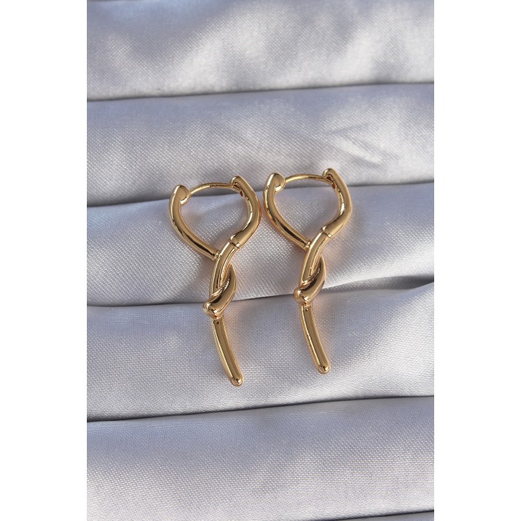 Gold-Colored Spiral Bar Design Long Earrings - TJ-BKP9086 Gold-Colored Spiral Bar Design Long Earrings - TJ-BKP9086