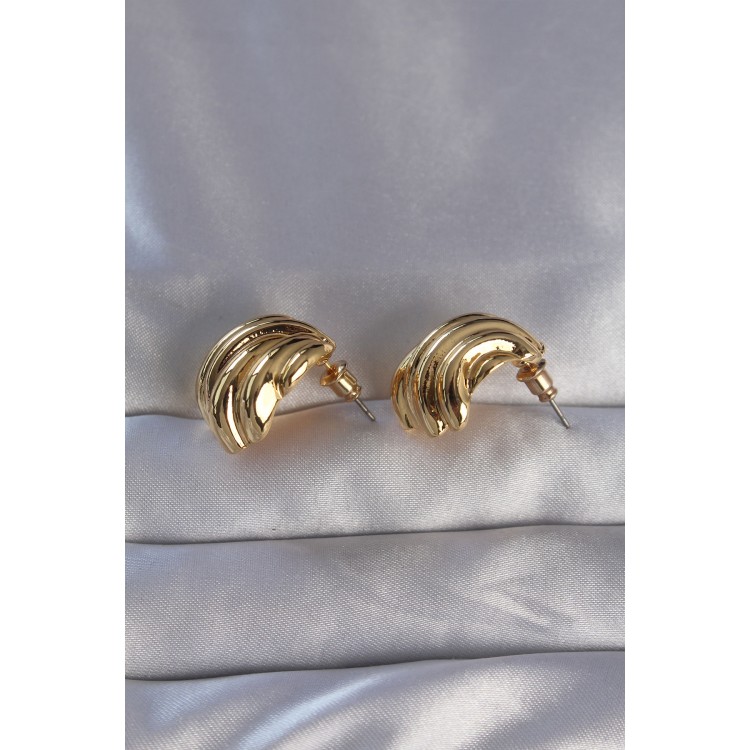 Gold-Colored Rice-Shaped Stud Earrings - TJ-BKP9089