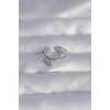 Adjustable Heart-Shaped Ring with Silver-Colored Zircon Stones - TJ-BYK3202