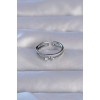 Silver-Colored Zircon Stone Heart-Shaped Waterway Model Adjustable Ring - TJ-BYK3220