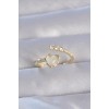 Gold-Colored Zircon Stone Mother-of-Pearl Heart Model Adjustable Ring - TJ-BYK3233