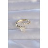 Gold-Colored Zircon Stone Mother-of-Pearl Heart Model Adjustable Ring - TJ-BYK3233