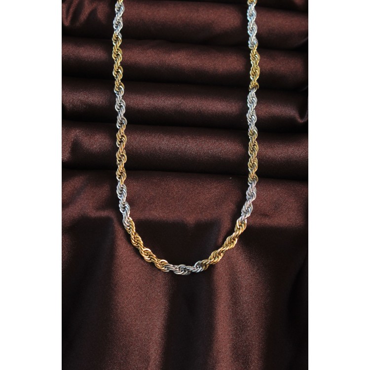 316L Stainless Steel Two-Tone Twisted Design Necklace - TJ-ERK1364