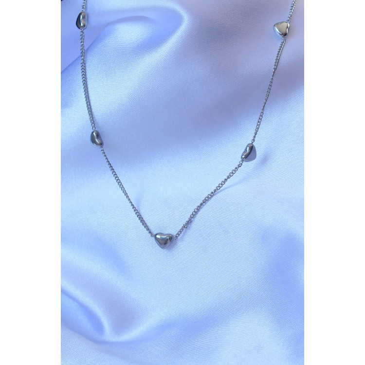 316L Stainless Steel Silver Color Minimal Heart Design Necklace - TJ-BKO8879