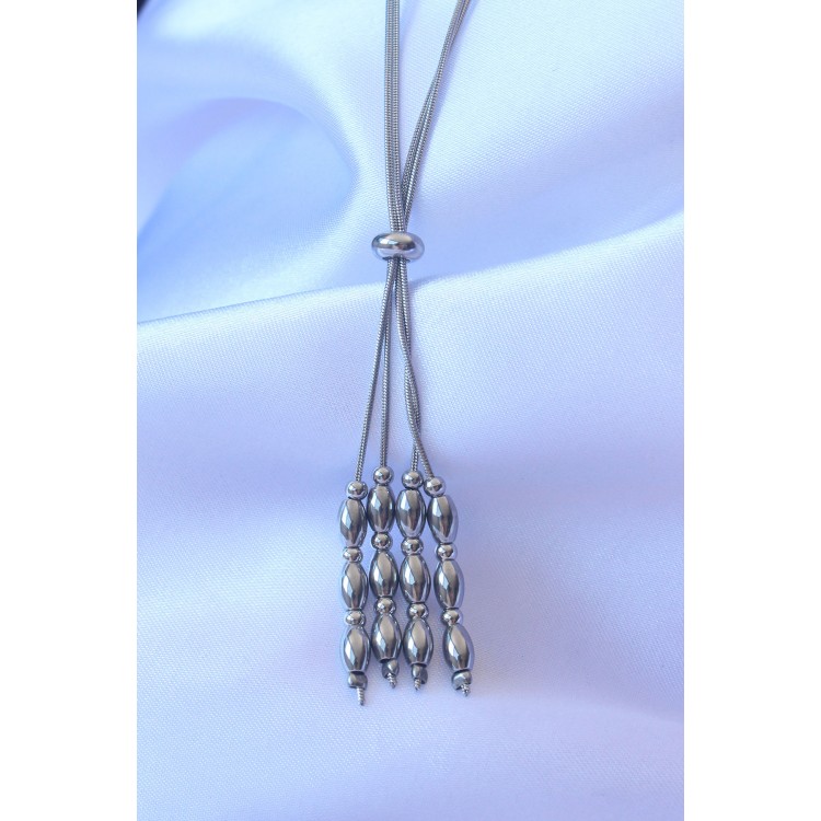 316L Stainless Steel Silver Color Adjustable Length Dangle Necklace - TJ-BKO8886