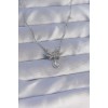 316L Stainless Steel Chain Silver-Colored Zircon Stone Drop Detail Bow Model Necklace - TJ-BKO8897