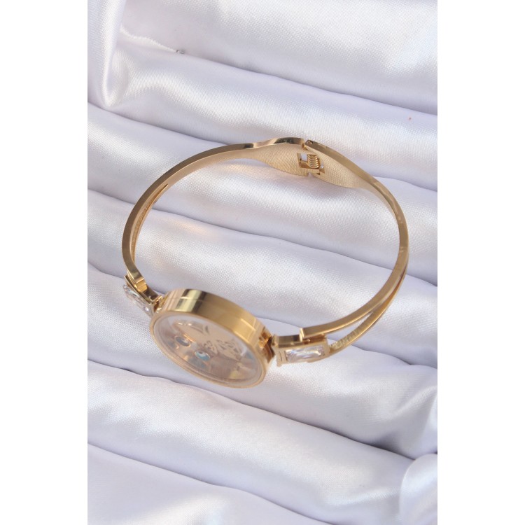 316L Stainless Steel Gold-Colored Butterfly and Evil Eye Bead Design Openable Clasp - TJ-BB6157