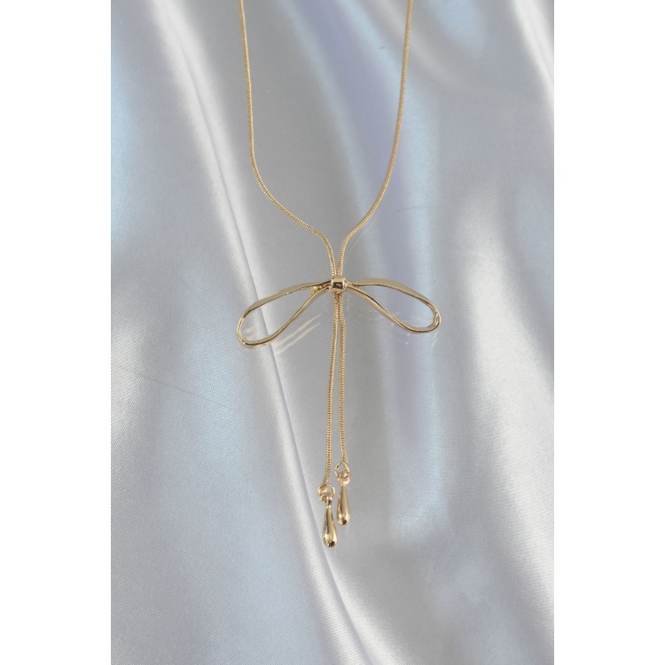 Brass Gold Color Bow Model Elevator Necklace - TJ-BKO8918