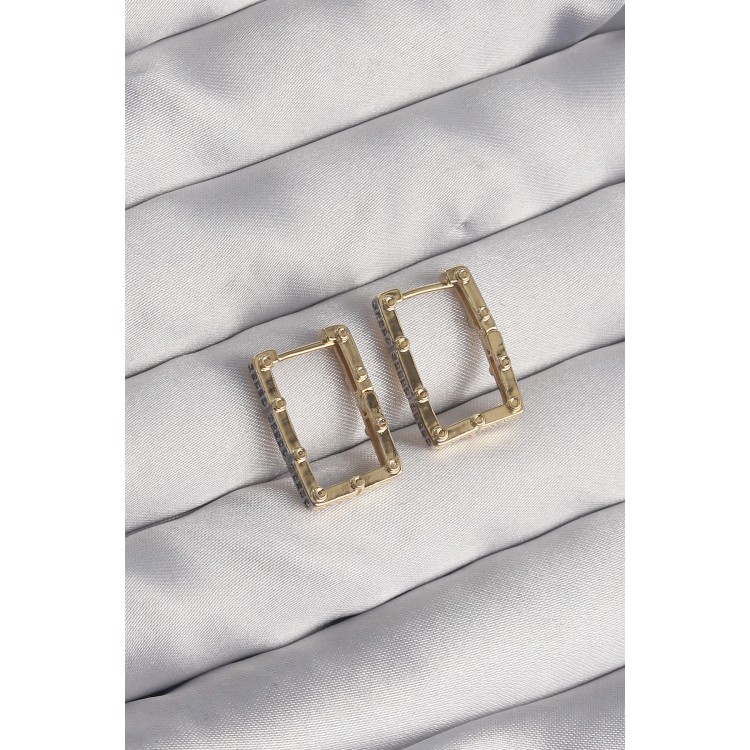 Pirinç Gold Renk Zirkon Taşlı Dikdörtgen Model Seranay Küpe - TJ-BKP9117 Pirinç Gold Renk Zirkon Taşlı Dikdörtgen Model Seranay Küpe - TJ-BKP9117