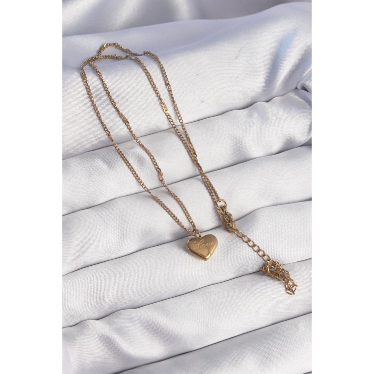 316L Çelik Gold Renk Kalp Model Love Kolye - TJ-BKO8931 316L Çelik Gold Renk Kalp Model Love Kolye - TJ-BKO8931