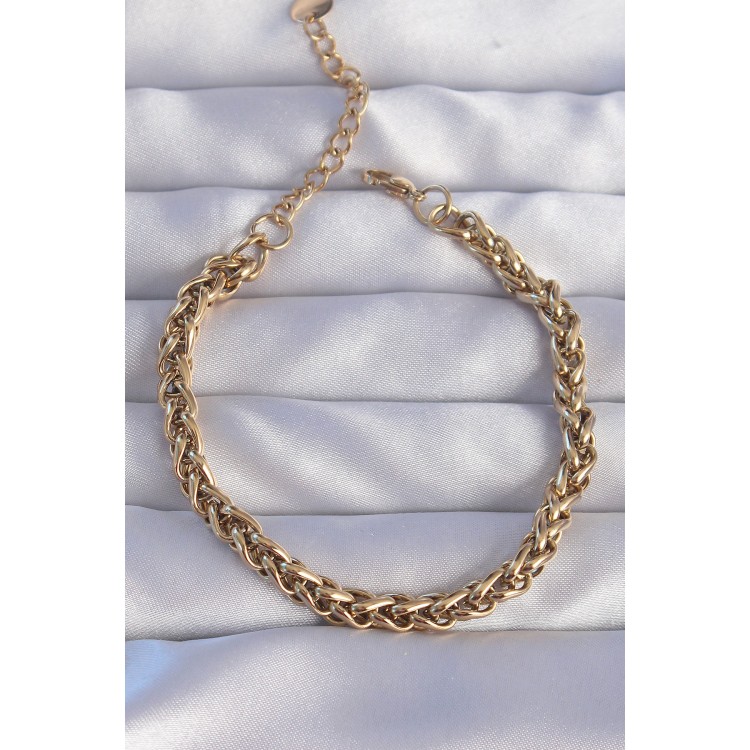 316L Steel Gold Color Twist Chain Bracelet - TJ-BB6207 316L Steel Gold Color Twist Chain Bracelet - TJ-BB6207