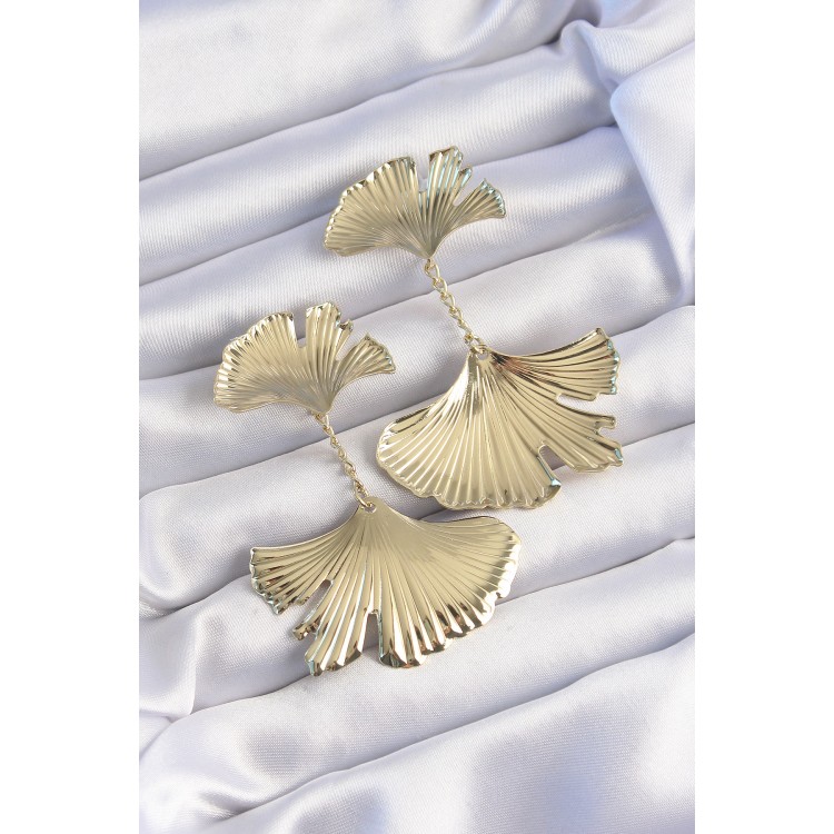 Pirinç Gold Renk Tırtıklı Yaprak Model Sallantılı Küpe - TJ-BKP9248 Pirinç Gold Renk Tırtıklı Yaprak Model Sallantılı Küpe - TJ-BKP9248
