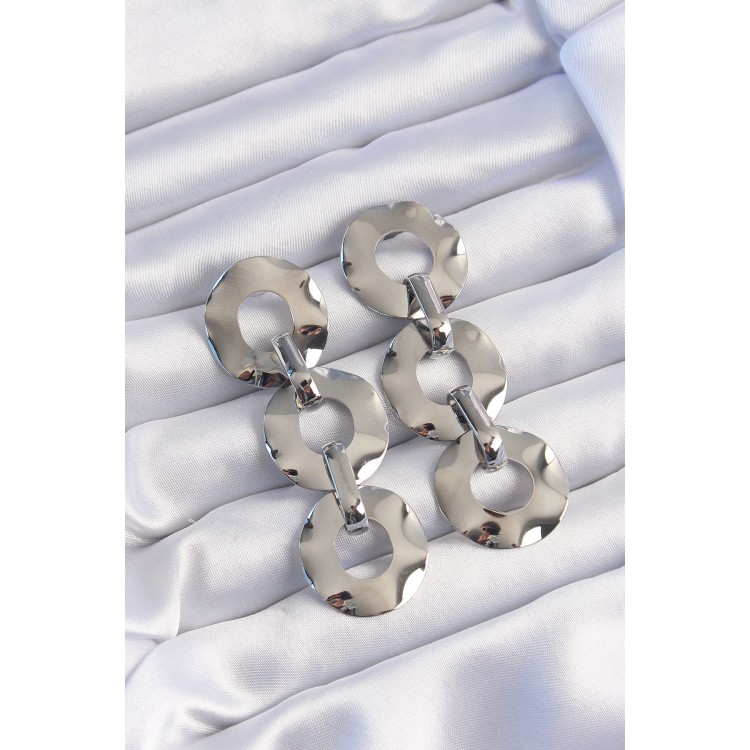 Pirinç Gümüş Renk Oval Ayna Model Sallantılı Küpe - TJ-BKP9251 Pirinç Gümüş Renk Oval Ayna Model Sallantılı Küpe - TJ-BKP9251