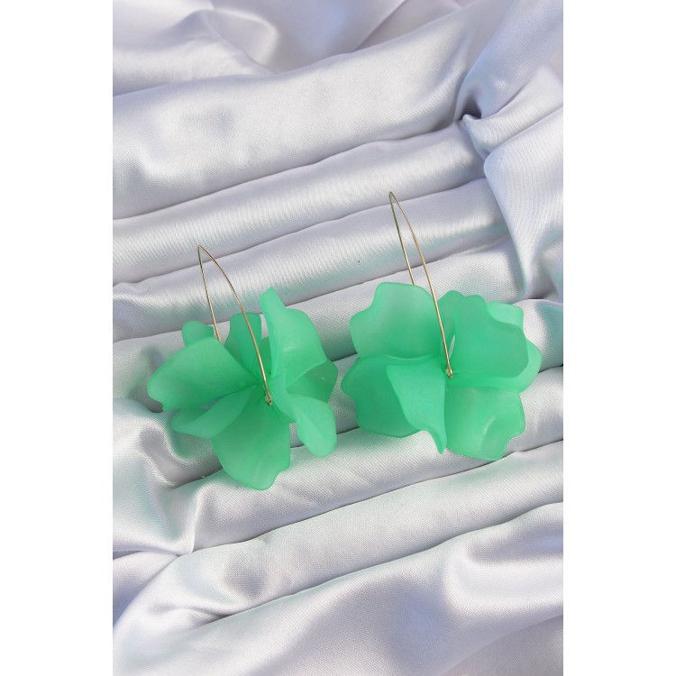 Pirinç Yeşil Renkli Flora Küpe - TJ-BKP9262 Pirinç Yeşil Renkli Flora Küpe - TJ-BKP9262