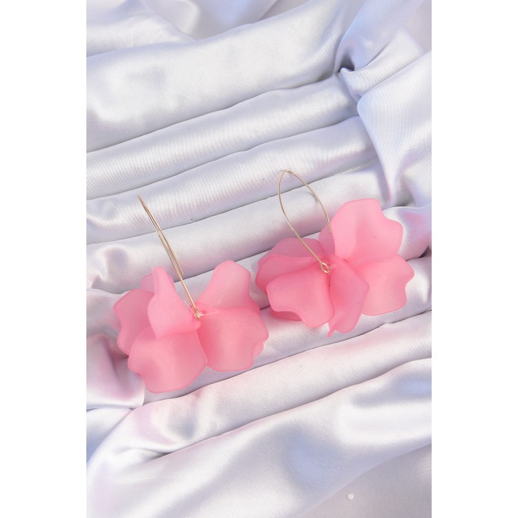 Brass Pink Flora Earrings - TJ-BKP9263