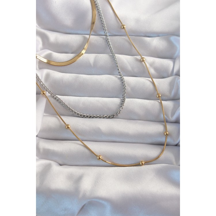 316L Steel Double Color Long Multi Necklace - TJ-BKO8960