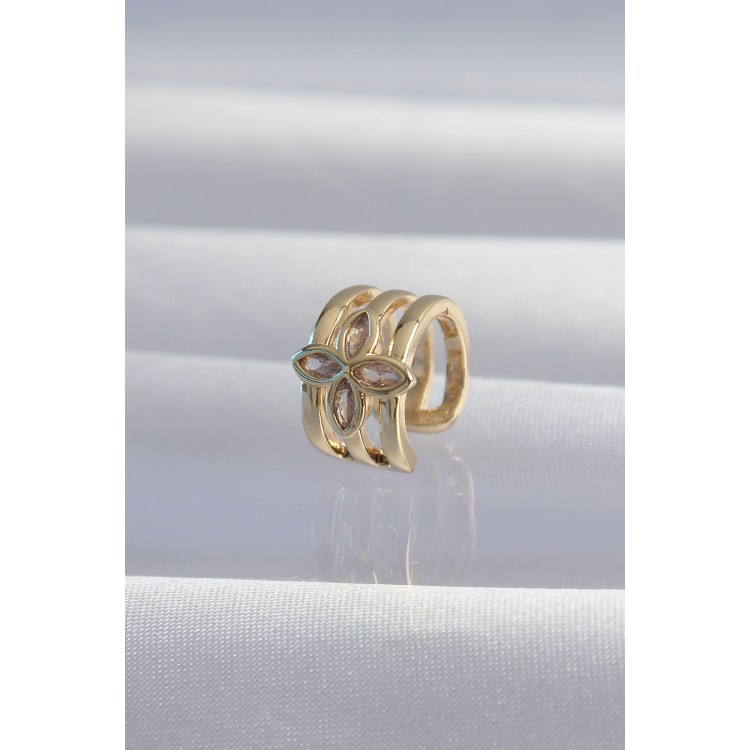 Pirinç Gold Renk Yonca Earcuff Küpe - TJ-BKP9331 Pirinç Gold Renk Yonca Earcuff Küpe - TJ-BKP9331