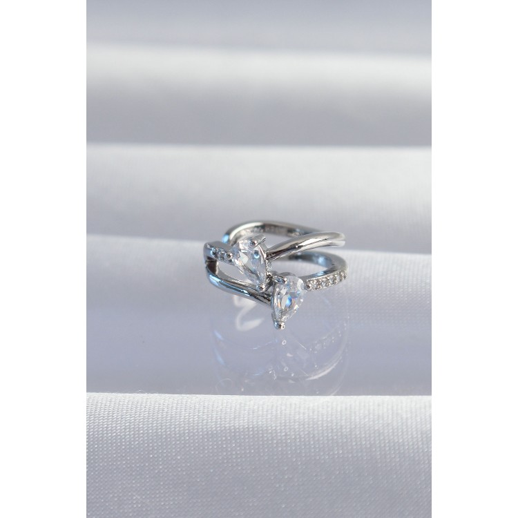 Pirinç Gümüş Renk Zirkon Taşlı Damla Earcuff Küpe - TJ-BKP9334 Pirinç Gümüş Renk Zirkon Taşlı Damla Earcuff Küpe - TJ-BKP9334