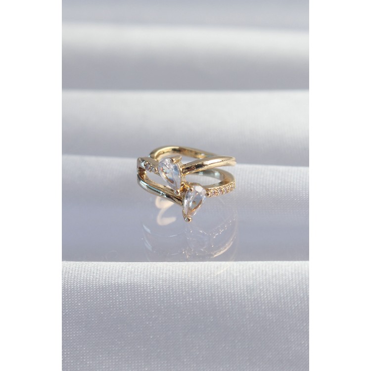 Pirinç Gold Renk Zirkon Taşlı Damla Earcuff Küpe - TJ-BKP9335 Pirinç Gold Renk Zirkon Taşlı Damla Earcuff Küpe - TJ-BKP9335