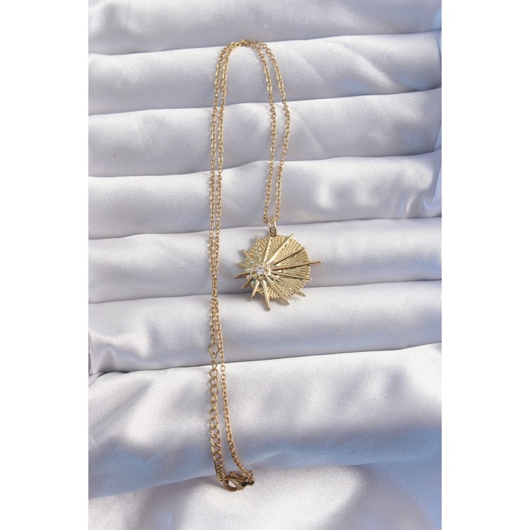 316L Steel Chain Gold Color Zircon Stone Star Model Necklace - TJ-BKO8976