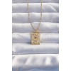 316L Steel Chain Gold Color Pink Zircon Stone Tarot Necklace - TJ-BKO8982