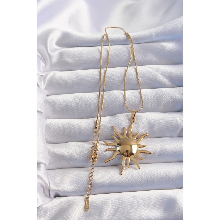 316L Steel Chain Gold Color Mirror Model Sun Necklace - TJ-BKO8985