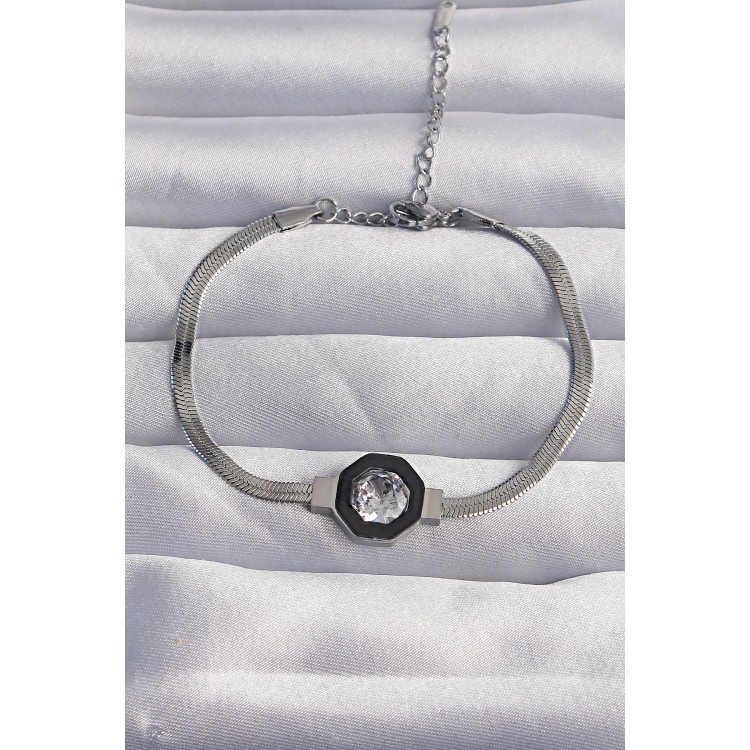 316L Steel Silver Color Zircon Stone Enameled Italian Chain Serenay Bracelet - TJ-BB6256 316L Steel Silver Color Zircon Stone Enameled Italian Chain Serenay Bracelet - TJ-BB6256