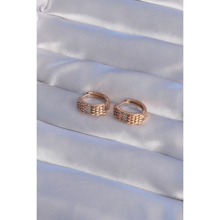 XUPİNG Rose Renk Zirkon Taşlı İşlemeli Halka Küpe - TJ-BKP9362