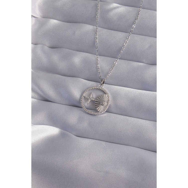 316L Çelik Zincir Gümüş Renk Zirkon Taşlı Yıldız Figürlü Oval Kolye - TJ-BKO9024 316L Çelik Zincir Gümüş Renk Zirkon Taşlı Yıldız Figürlü Oval Kolye - TJ-BKO9024