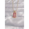 316L Çelik Gold Renk Mor Mineli El Figür Tarot Kolye - TJ-BKO9034