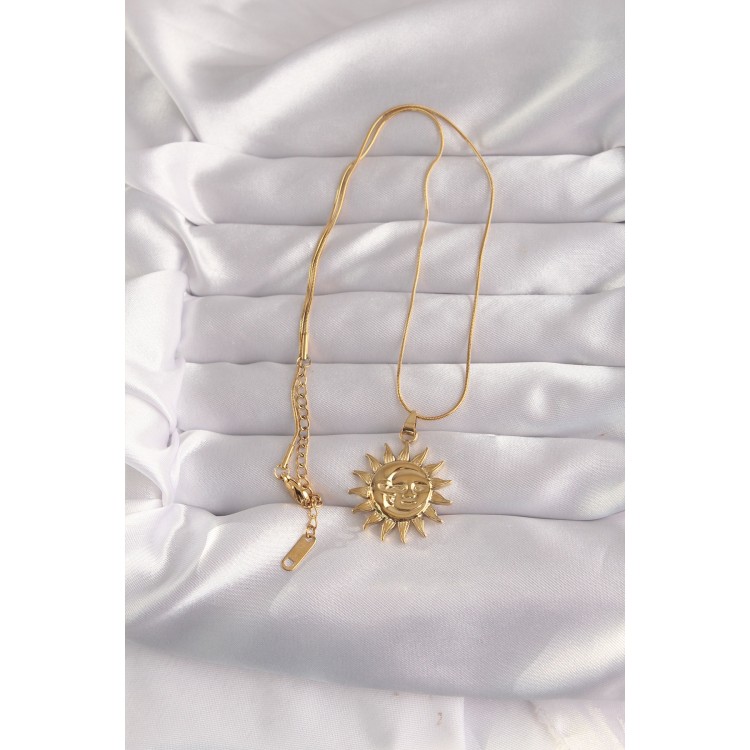 316L Çelik Gold Renk Güneş Figür Vintage Kolye - TJ-BKO9060 316L Çelik Gold Renk Güneş Figür Vintage Kolye - TJ-BKO9060