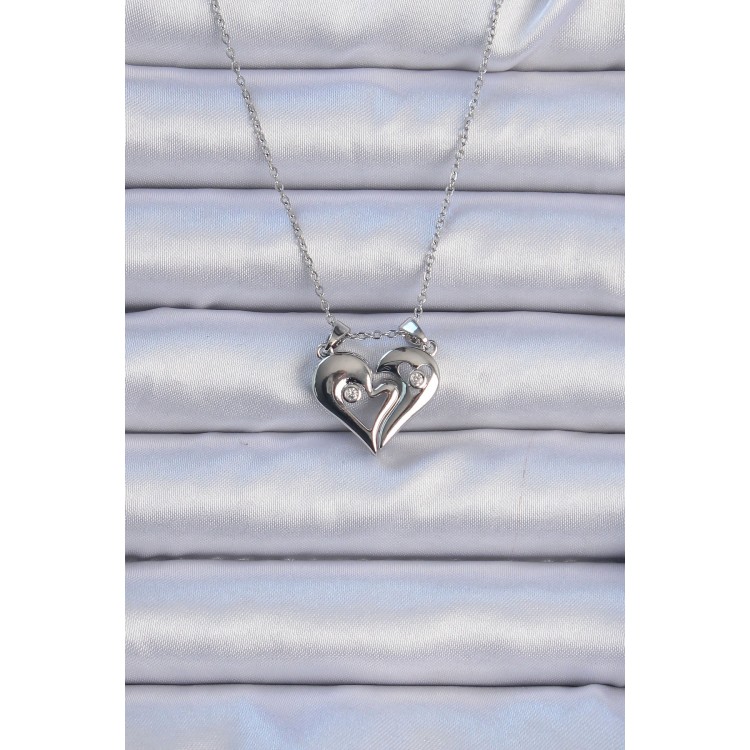 316L Çelik Zincir Gümüş Renk Zirkon Taşlı Mıknatıslı Kalp Kolye - TJ-BKO9082 316L Çelik Zincir Gümüş Renk Zirkon Taşlı Mıknatıslı Kalp Kolye - TJ-BKO9082