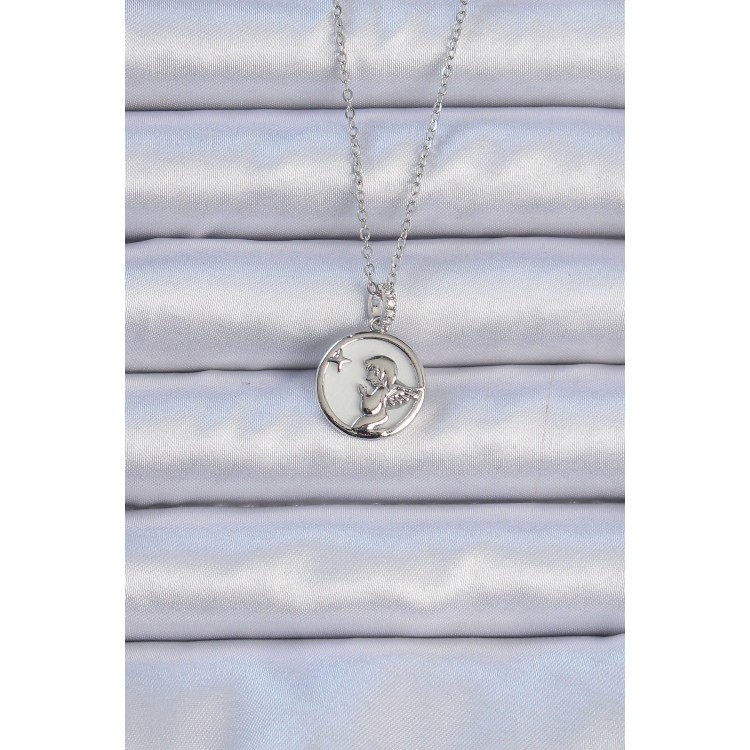 316L Çelik Zincir Gümüş Renk Zirkon Taşlı Mineli Melek Kolye - TJ-BKO9086 316L Çelik Zincir Gümüş Renk Zirkon Taşlı Mineli Melek Kolye - TJ-BKO9086