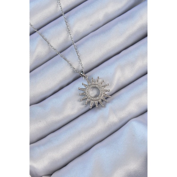 316L Çelik Zincir Gümüş Renk Zirkon Taşlı Parlayan Güneş Kolye - TJ-BKO9106 316L Çelik Zincir Gümüş Renk Zirkon Taşlı Parlayan Güneş Kolye - TJ-BKO9106