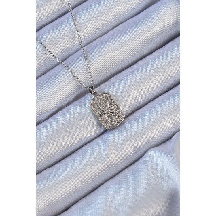 316L Çelik Zincir Gümüş Renk Zirkon Taşlı Kutup Yıldızlı Vintage Kolye - TJ-BKO9124 316L Çelik Zincir Gümüş Renk Zirkon Taşlı Kutup Yıldızlı Vintage Kolye - TJ-BKO9124