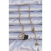 316L Steel Gold Color Black Enameled Zircon Stone Clover Figured Necklace - TJ-BKO9198