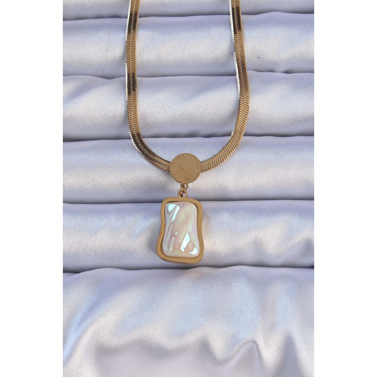 316L Çelik Gold Renk İtalyan Zincir Ezme Taşlı Kolye - TJ-BKO9207 316L Çelik Gold Renk İtalyan Zincir Ezme Taşlı Kolye - TJ-BKO9207