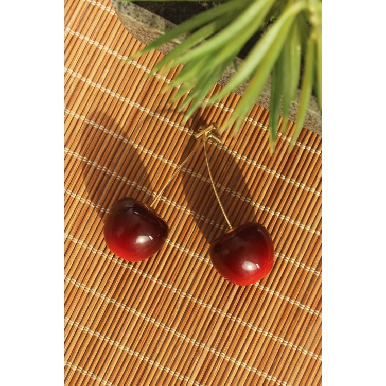 Gold Renk Kiraz Model Kadın Küpe - TJ-BKP6727