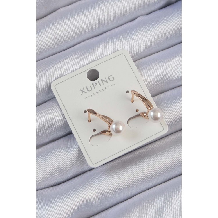 Xuping Rose Color Pearl Stone Crush Earrings - TJ-BKP9394