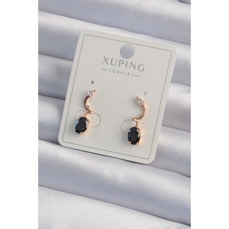 Xuping Rose Color Black Zircon Stone Twisted Earrings - TJ-BKP9434