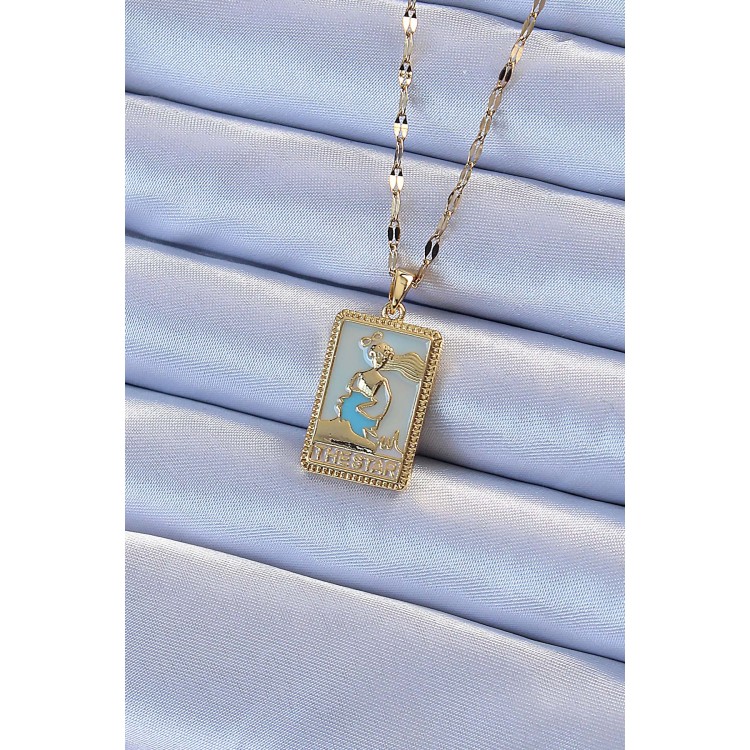 316L Çelik Zincir Altın Renk Mavi Mineli Tarot Kolye - TJ-BKO9211 316L Çelik Zincir Altın Renk Mavi Mineli Tarot Kolye - TJ-BKO9211