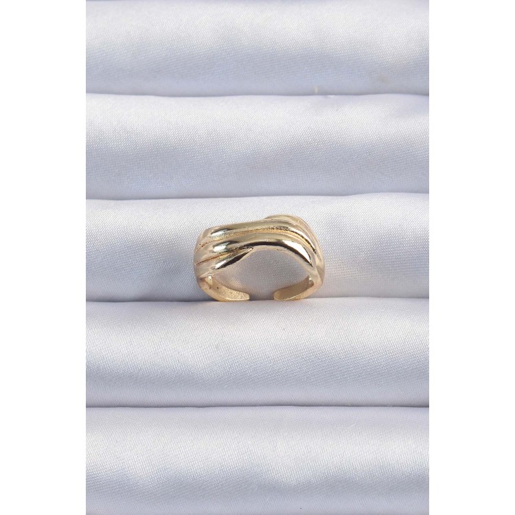 Pirinç Altın Renk Kıvrımlı Ayarlanabilir Yüzük - TJ-BYK3291 Pirinç Altın Renk Kıvrımlı Ayarlanabilir Yüzük - TJ-BYK3291