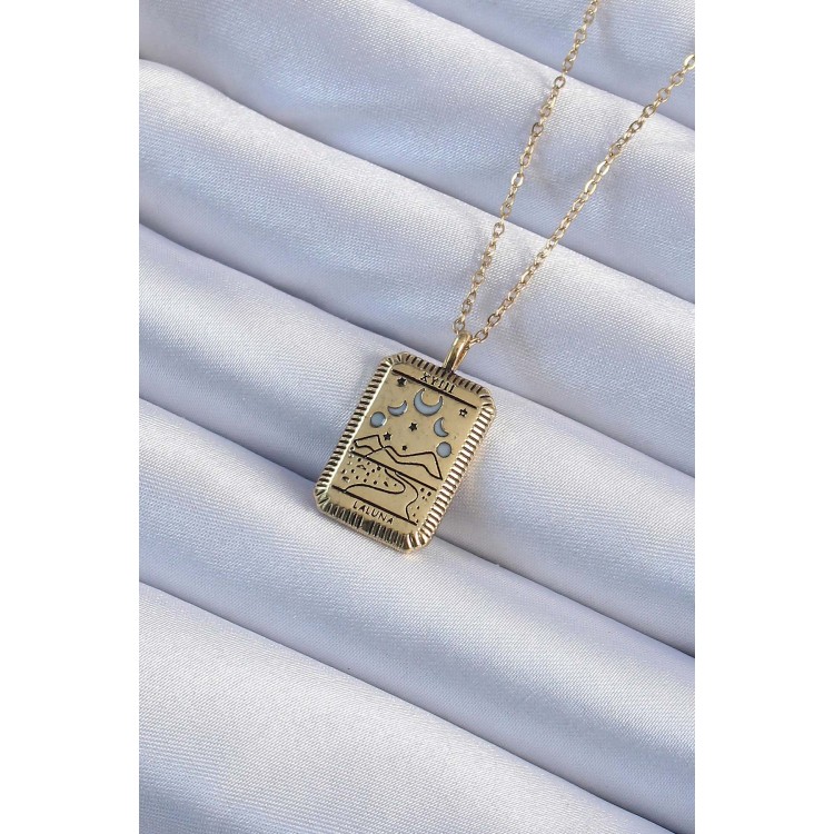 316L Çelik Zincir Eskitme Altın Renk Ay Figürlü Tarot Kolye - TJ-BKO9221 316L Çelik Zincir Eskitme Altın Renk Ay Figürlü Tarot Kolye - TJ-BKO9221