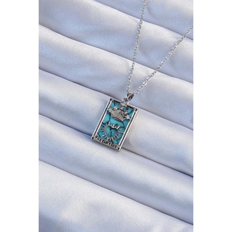 316L Çelik Zincir Gümüş Renk Zirkon Taşlı Mavi Mermer Desenli Taç Model Tarot Kolye - TJ-BKO9244 316L Çelik Zincir Gümüş Renk Zirkon Taşlı Mavi Mermer Desenli Taç Model Tarot Kolye - TJ-BKO9244