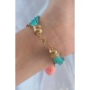 Turkuaz Renk Kar Tanesi Figür Zincir Detay İpli Çoklu Bileklik - TJ-BB6346
